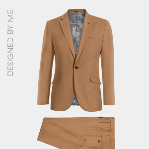 2P Camel Brown Single breasted 1 Button Notch Label Suit