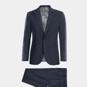 2P Navey Blue Single Button Single Breasted Peak Label Suit