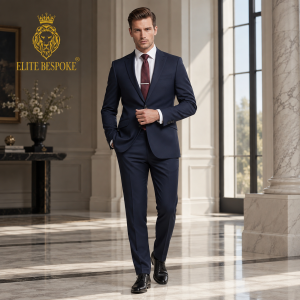 2P Navey Blue Single Button Single Breasted Peak Label Suit
