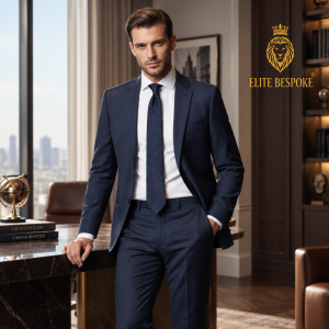 2P Navey Blue Single Single Button Breasted Notch Label Suit