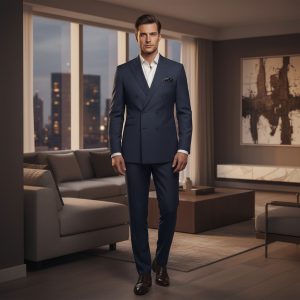2P Navey Blue Six Buttons Two to close Peak Label Suit