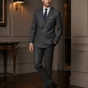 2P Sicilian Grey Double breasted 4 Buttons notch lapel Suit