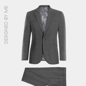 2P Sicilian Grey Single breasted 1 Button Notch Label Suit