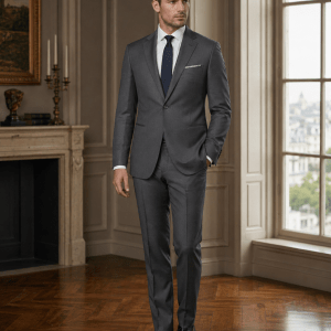 2P Sicilian Grey Single breasted 1 Button Notch Label Suit