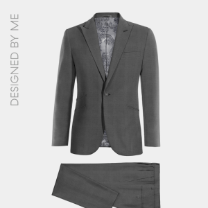 2P Sicilian Grey Single breasted 1 Button Peak Label Suit