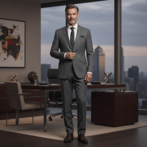 2P Sicilian Grey Single breasted 1 Button Peak Label Suit