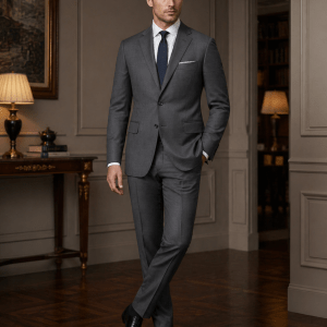 2P Sicilian Grey Single breasted  2 Buttons notch lapel Suit