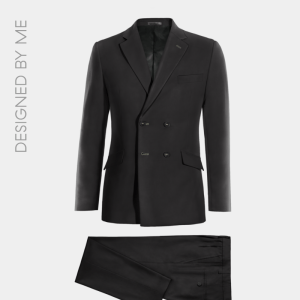 2P True Black Double breasted 4 Buttons Notch Label Suit
