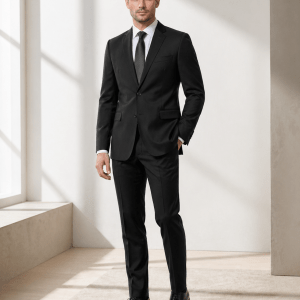 2P True Black Single breasted 1 Button Notch Label Suit
