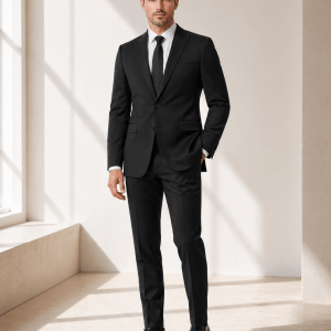 2P True Black Single breasted 1 Buttons Peak Label Suit