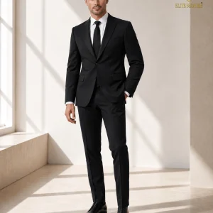 2P True Black Single breasted 1 Buttons Peak Label Suit