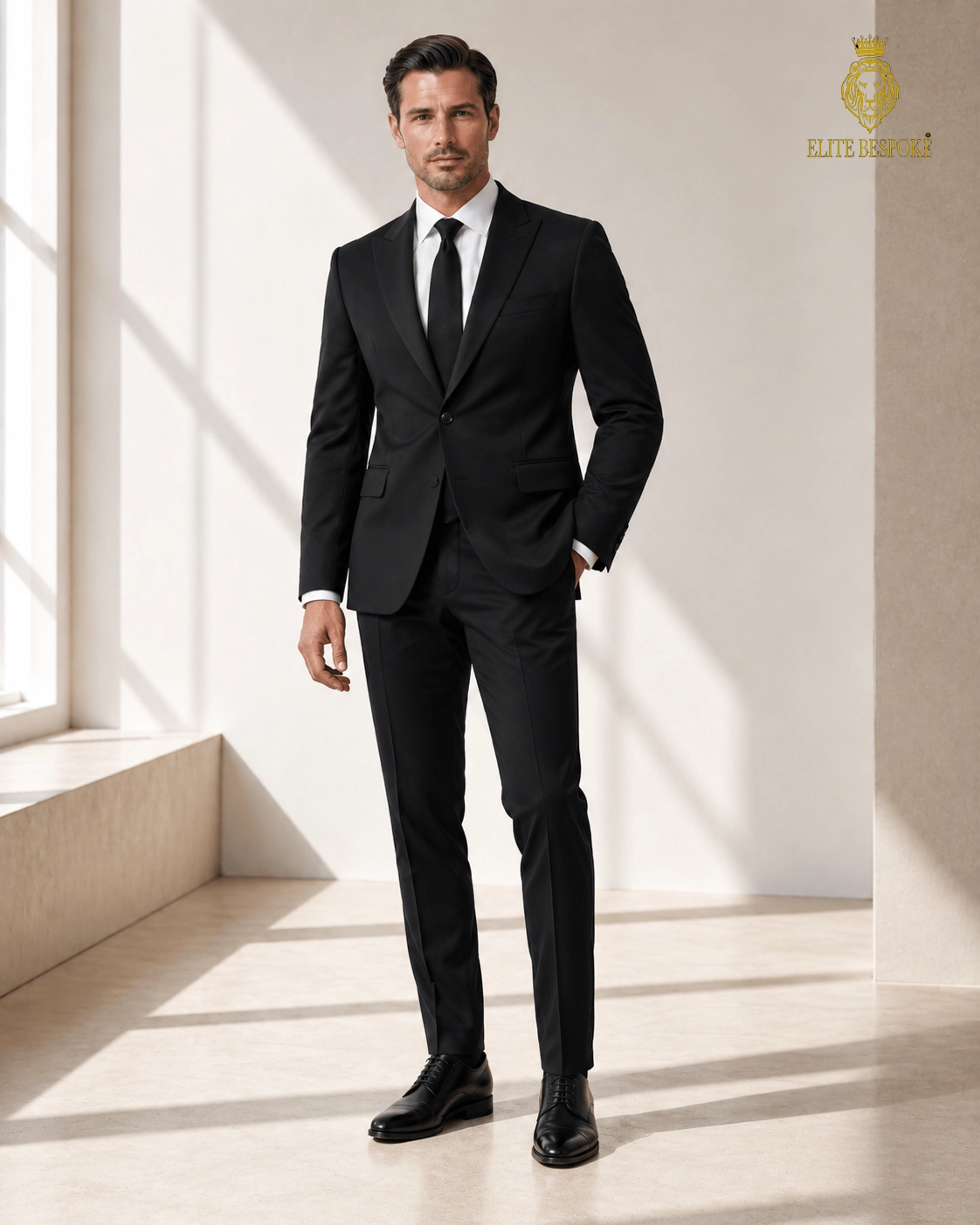 2P True Black Single breasted 1 Buttons Peak Label Suit