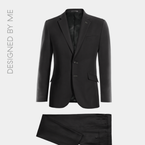 2P True Black Single breasted 2 Buttons Notch Label Suit