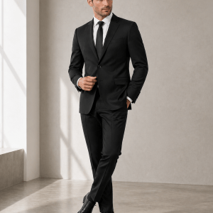 2P True Black Single breasted 2 Buttons Notch Label Suit
