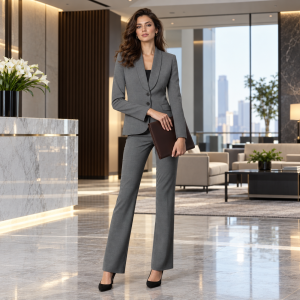 2P Grey Wool 3799-9 Modern Shawl Lapel 3 button