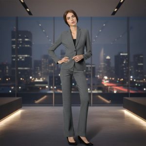 2P Grey Wool 3799-9 Notch Lapel 1 button