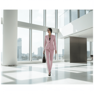 2P Linen Pink 2011-1 No Lapel 1 Button