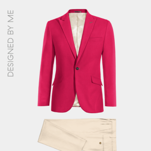 2P Pink Cream Linen Single breasted 1 Button Peak Label Suit