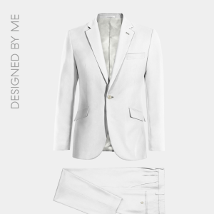 2P White Linen Single breasted 1 Button Notch Label Suit