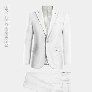 2P White Linen Single breasted 1 Button Peak Label Suit