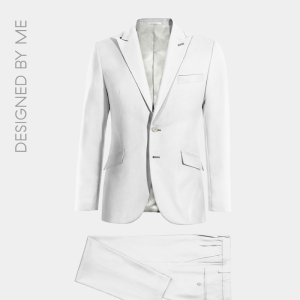 2P White Linen Single breasted 2 Button Peak Label Suit