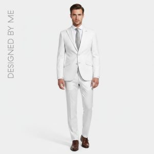 2P White Linen Single breasted 2 Button Peak Label Suit