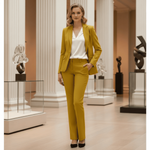 2P Women Roche Yellow T57-604 Notch Lapel 1 Button