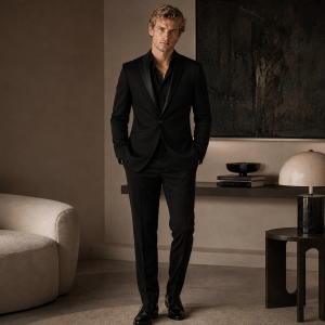 Black Tuxedos Notch Lapel 1 Button