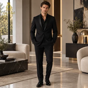 Black Tuxedos Notch Lapel 1 Button