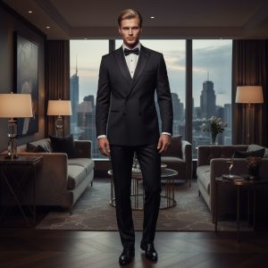 Black Tuxedos Peak Lapel Double Breasted 4 Buttons