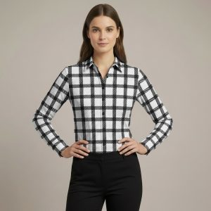 Checked Custom Tailored Blouse